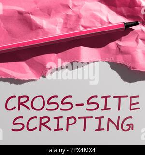 Text caption presenting Cross Site Scripting, Conceptual photo type of security vulnerability that can be found in some web applications Stock Photo