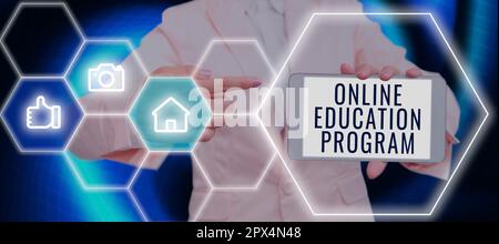 Conceptual display Online Education Program, Concept meaning Software development and programming courses Stock Photo