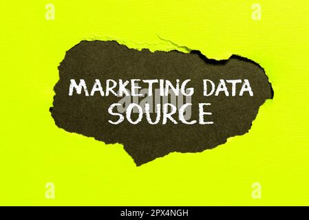 Sign displaying Marketing Data Source, Business idea connection set up to a database from a server Stock Photo