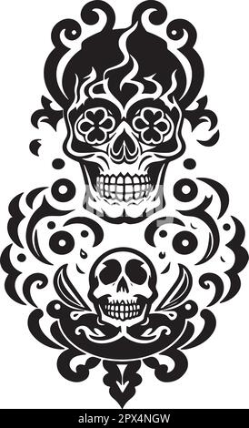 Vector emblem with a skull , hand drawing, vector Stock Vector Image ...