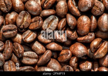 Extreme close up of roasted coffee beans Stock Photo