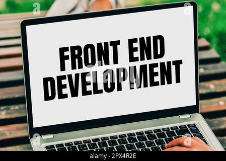 Writing displaying text Front End Development, Business showcase Altering data to graphical interface for user to view Stock Photo