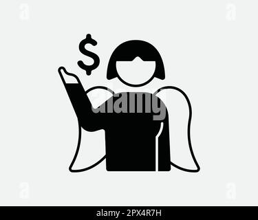 Female Angle Investor Icon. Woman Girl Business Invest Money Finance Financial Investment Bank Symbol. Businesswoman Sign  Vector Graphic Clipart Stock Vector