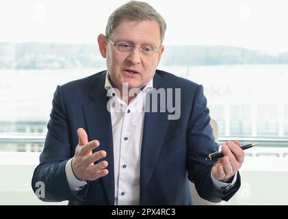 Stuttgart, Germany. 24th Apr, 2023. Oliver Barta, the managing director of the employers' association Südwestmetall, recorded during a dpa interview at the headquarters of Südwestmetall in Stuttgart. Credit: Bernd Weißbrod/dpa/Alamy Live News Stock Photo