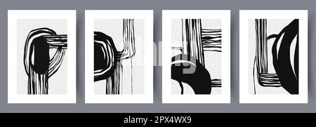 Abstract fantasy monochrome clutter wall art print Stock Vector