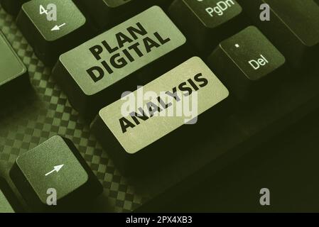 Conceptual caption Plan Digital Analysis, Business showcase Analysis of qualitative and quantitative digital data Stock Photo