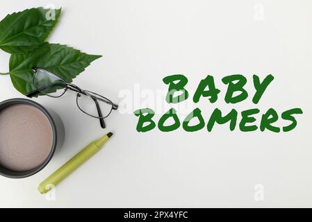 Sign displaying Baby Boomers, Conceptual photo person who is born in years following Second World War Stock Photo