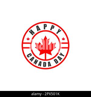 Vector isolated handwritten lettering logo for Canada Day with realistic red maple leaf.EPS 10 Stock Vector