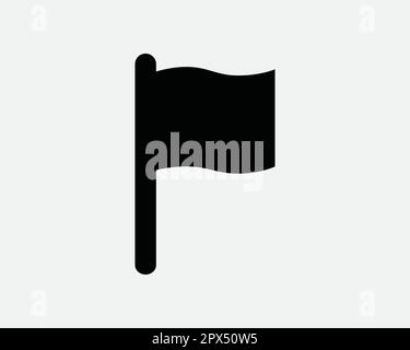 Flag on Pole Icon. Banner Emblem Mark Rectangular Shape Wave Waving Flutter Black  Icon Sign Symbol Artwork Graphic Illustration Clipart Vector Cricut Stock Vector