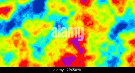 Abstract rainbow vector heatmap of cold and hot distribution on landscape. Infrared thermographic background. Global warming concept. Data of temperat Stock Vector
