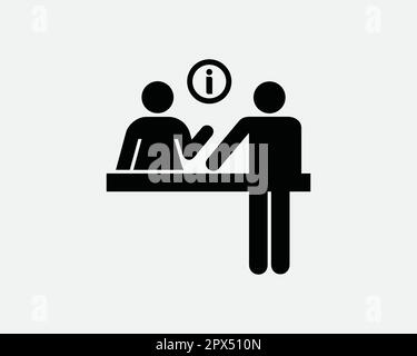 Information Counter Icon Sign Symbol. Hotel Lobby Front Desk Info Reception Service Customer Assistance Artwork Graphic Illustration Clipart Vector Stock Vector