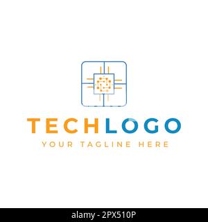 Technology logo simple tech design. Vector creative abstract icon for construction technology or logo template for digital communication concept Stock Vector