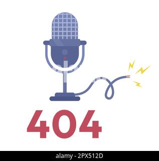 Microphone damage 404 page not found illustration Stock Vector