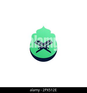 Logo islamic quran, modern icon with green color, symbol tahfidz quran. Stock Vector