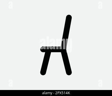Chair Side View Icon. Wooden Furniture Seat Classic Simple High Back Stool Sitting Shape Icon Sign Symbol Artwork Graphic Illustration Clipart Vector Stock Vector