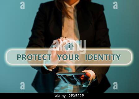 Conceptual caption Protect Your Identity, Business showcase enabling privacy on your social media accounts Stock Photo