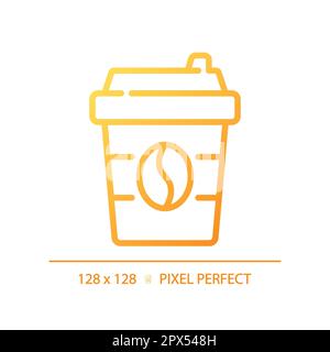 Coffee pixel perfect gradient linear vector icon Stock Vector