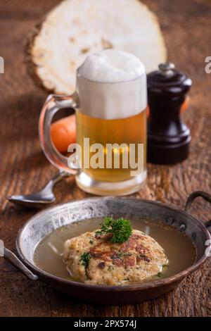 austrian soup in a copper pot Stock Photo
