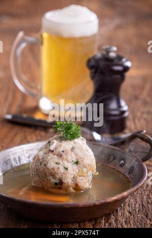 austrian soup in a copper pot Stock Photo