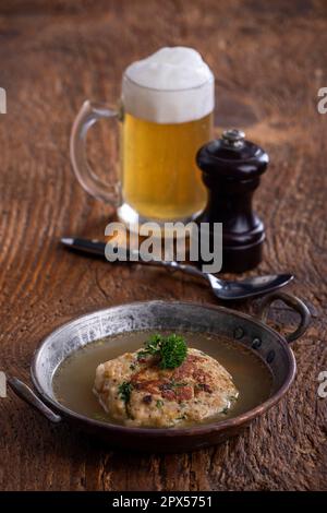 austrian soup in a copper pot Stock Photo
