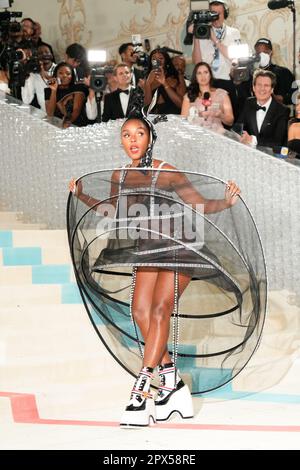 New York, USA. 01 May 2023.  Janelle Monae on the red carpet during The 2023 Met Gala honoring Karl Lagerfeld, A Line of Beauty, held at the Metropolitan Museum of Art in New York, USA, Monday May 1, 2023.  Credit:  Jennifer Graylock Stock Photo