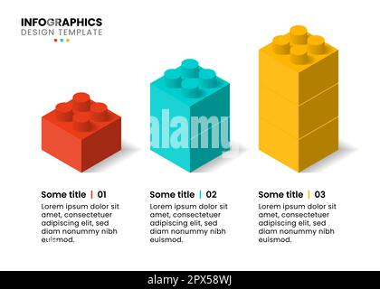 Infographic template with icons and 3 options or steps. Building blocks. Can be used for workflow layout, diagram, banner, webdesign. Vector illustrat Stock Vector