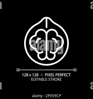 Nuts pixel perfect white linear icon for dark theme Stock Vector