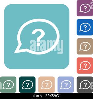 Oval help chat bubble outline white flat icons on color rounded square backgrounds Stock Vector