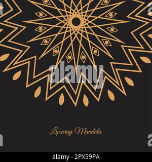Title Creative luxury decorative mandala design for mehndi invitation card with black background Stock Vector