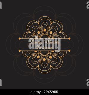 Creative luxury decorative mandala design for mehndi invitation card with black background Stock Vector