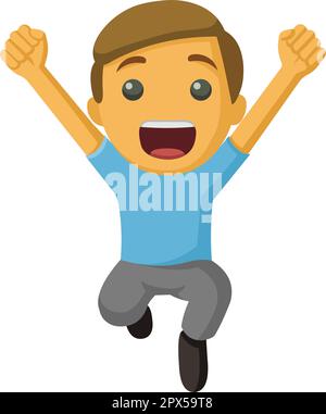 Icon of a happy man jumping and showing a winning gesture Stock Vector