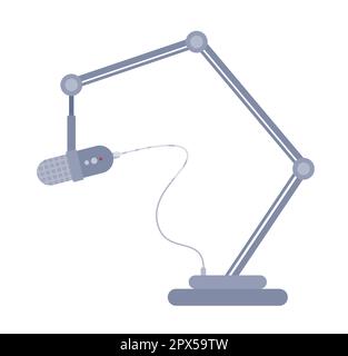 Adjustable stand with microphone semi flat color vector object Stock Vector