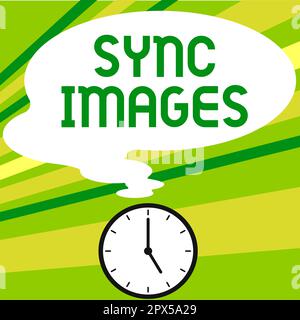 Text showing inspiration Sync Images, Business overview Making photos identical in all devices Accessible anywhere Stock Photo