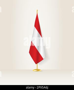 Austria flag on a flag stand. Vector illustration. Stock Vector