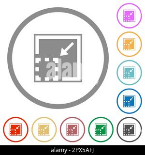 Minimize element solid flat color icons in round outlines on white background Stock Vector