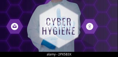 Text caption presenting Cyber Hygiene, Business approach steps that computer users take to improve their cyber security Stock Photo