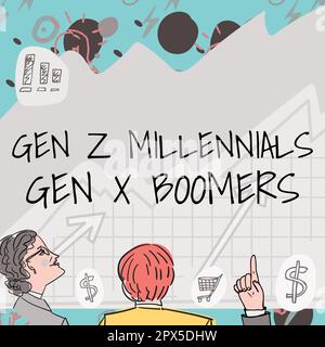 Inspiration showing sign Gen Z Millennials Gen X Boomers. Business ...