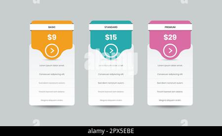 Minimal pricing comparison table web and mobile ui design element Stock Vector