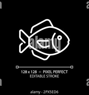 Seafood pixel perfect white linear icon for dark theme Stock Vector ...