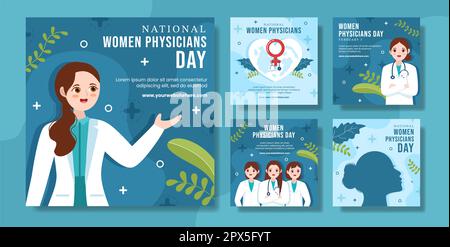 National Women Physicians Day Social Media Post Flat Cartoon Hand Drawn Templates Illustration Stock Photo