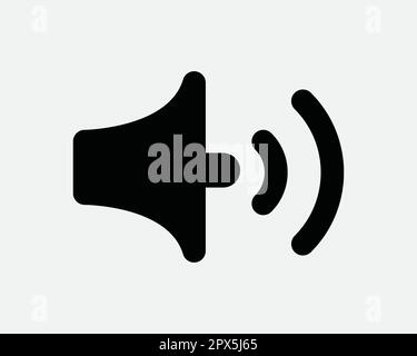 Sound Audio Music Speaker Loud Volume Loudspeaker Noise Stereo Media Announcement Black and White Icon Sign Symbol Vector Artwork Clipart Illustration Stock Vector