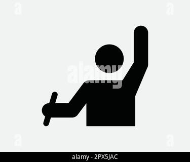 Student Writer Raise Hand Ask Asking Question Giving Opinion Agree Agreement Vote Black and White Icon Sign Symbol Vector Artwork Clipart Illustration Stock Vector