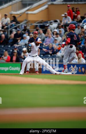 Durham, NC: Memphis Redbirds infielder Masyn Winn (5) heads to the