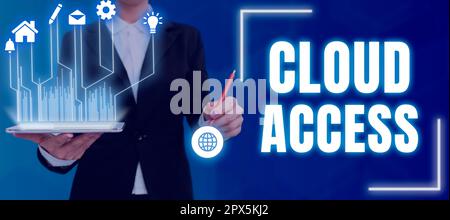 Inspiration showing sign Cloud Access, Word Written on Software tool between the organization and the provider Stock Photo