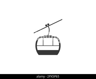 Aerial cableway, funicular, cabine icon. Vector illustration. Stock Vector