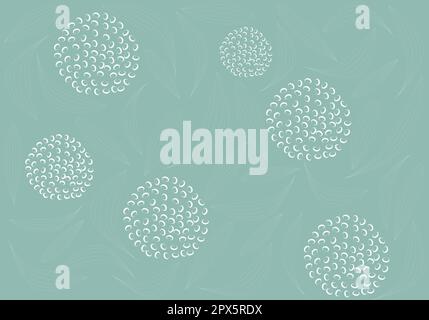 seamless pattern green blue background white flowers balloons. EPS10 Stock Vector