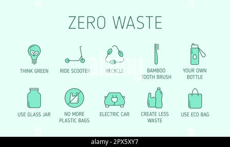zero waste outline filled vector icons Stock Vector