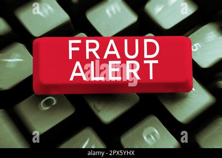 Conceptual caption Fraud Alert, Business approach security alert placed on credit card account for stolen identity Stock Photo