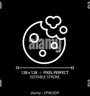 Cookies pixel perfect white linear icon for dark theme Stock Vector