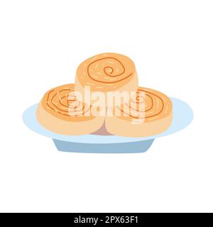 cinnamon buns illustration on a hand drawn style Stock Vector